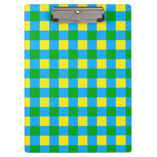 Blue Green Yellow Check Plaid Pattern Design Clipboard
