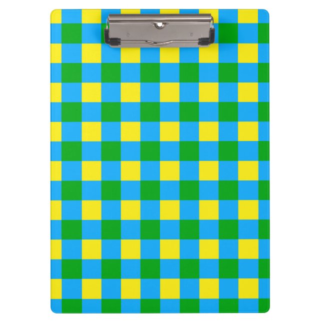 Blue Green Yellow Check Plaid Pattern Design  Clipboard (Front)
