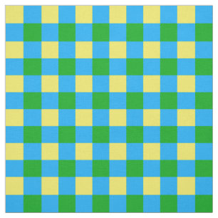 Blue Green Yellow Check Plaid Pattern Design  Fabric