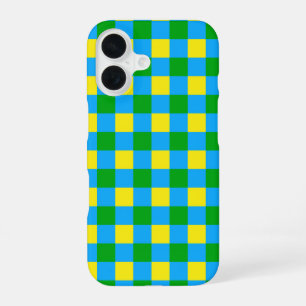 Blue Green Yellow Check Plaid Pattern Design iPhone 16 Case