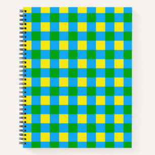 Blue Green Yellow Check Plaid Pattern Design Notebook
