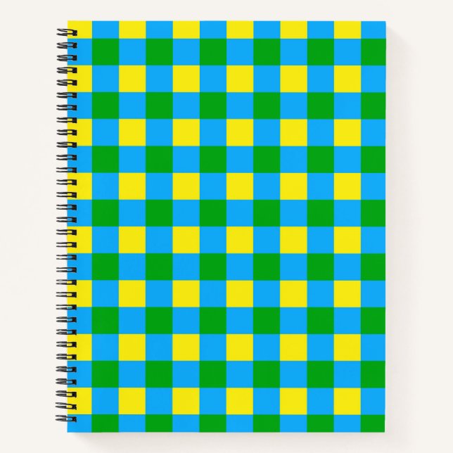 Blue Green Yellow Check Plaid Pattern Design  Notebook (Front)