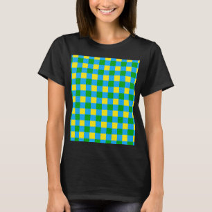 Blue Green Yellow Check Plaid Pattern Design  T-Shirt