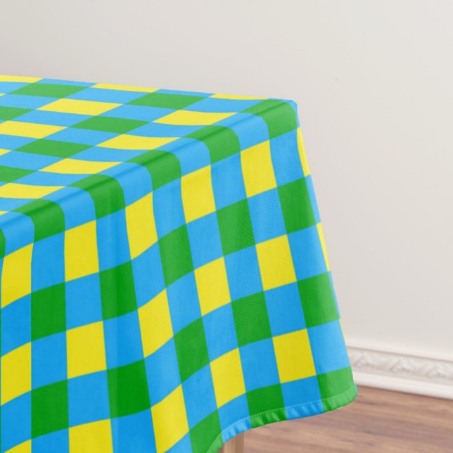 Blue Green Yellow Check Plaid Pattern Design  Tablecloth (Creator Uploaded)