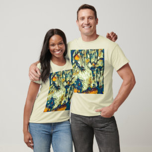 Blue Green Yellow & Cream Whimsical Woods T-shirt