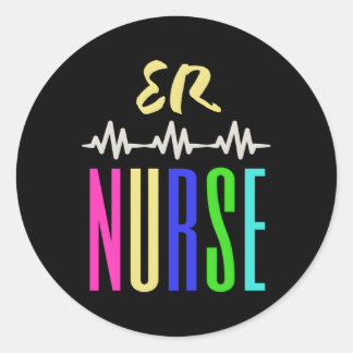 Blue Green Yellow Multi Coloured Er Nurse Classic Round Sticker
