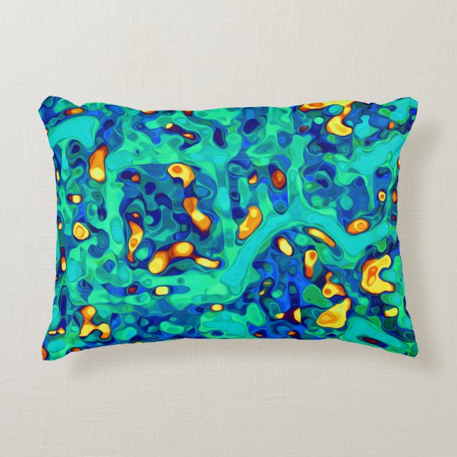 Blue Green Yellow Unique Pattern Decorative Cushion (Front)
