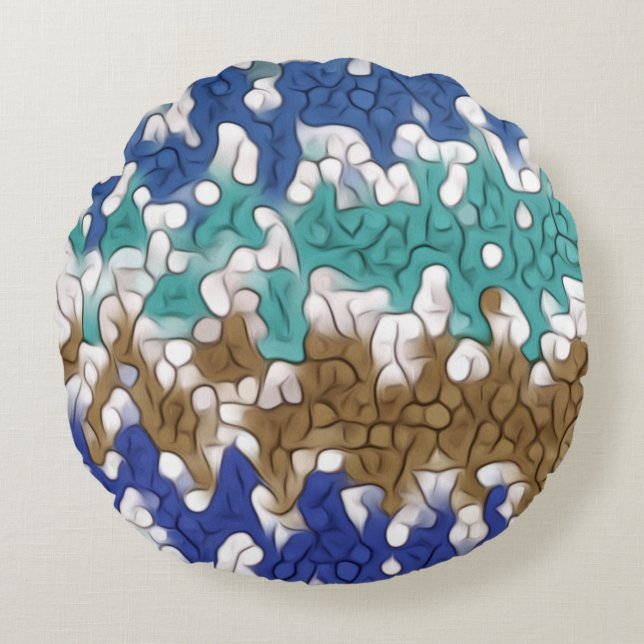Blue Green Yellow Unique Pattern Round Cushion (Front)