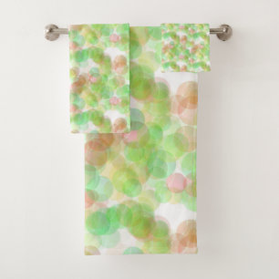 Blue Green Yellow White Modern Abstract Elegant Bath Towel Set
