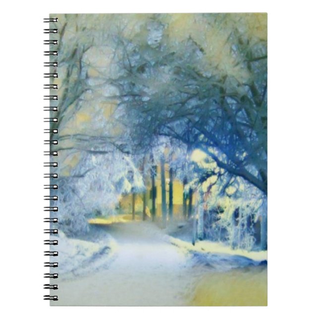 Blue Green Yellow Winter Scenery Watercolor Notebook (Front)