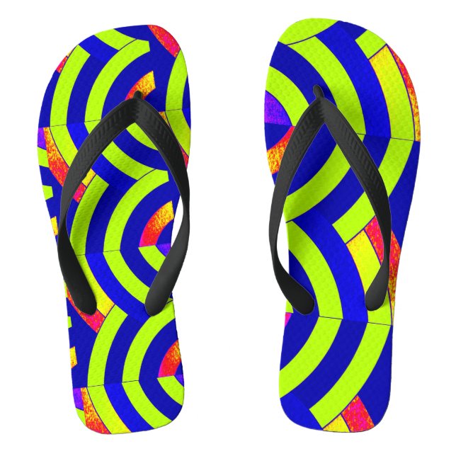blue green zigzag chevron pattern thongs (Footbed)