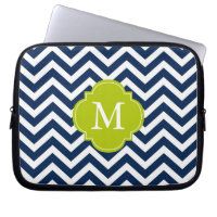 Blue & Green Zigzags Pattern Monogram
