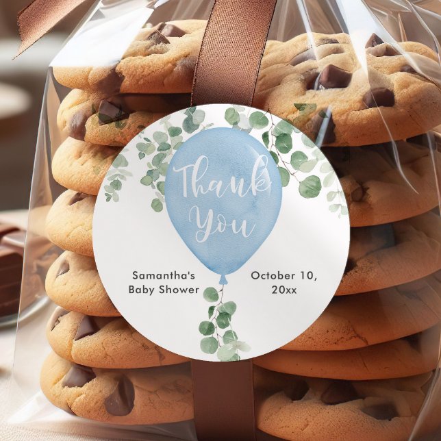 Blue greenery eucalyptus balloon baby stickers (Creator Uploaded)