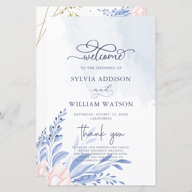 Blue Greenery Succulent Wedding Ceremony (Front/Back)
