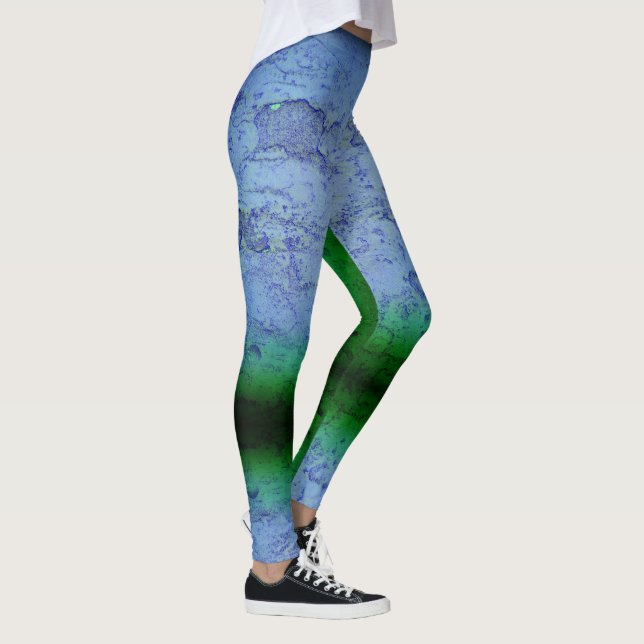 Blue & Greens Abstract Leggings (Right)