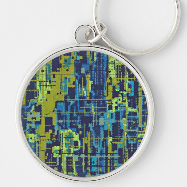 Blue Greens Abstract template Key Ring (Front)