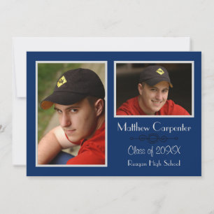 Blue/Grey 2 Photo Collage - Grad Announcement