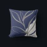 Blue & Grey Abstract Watercolor Leaves Cushion<br><div class="desc">Modern throw pillow features a minimalist artistic watercolor botanical design in a blue and grey colour palette. This artistic composition is constructed from a simple illustration of organic leaves with a simple watercolor Memphis style design element in the lower right hand corner; a stylish botanical design. The grey design elements...</div>