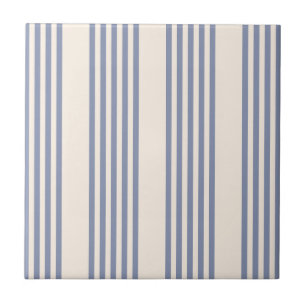 Blue-grey and beige five stripe pattern ceramic tile