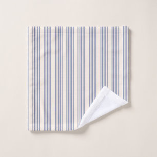 Blue-grey and beige five stripe pattern wash cloth