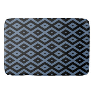 Blue grey and black diamond pattern bath mat