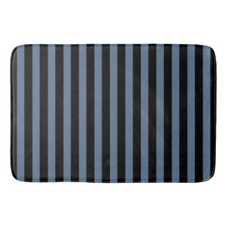 Blue grey and black stripes bath mat