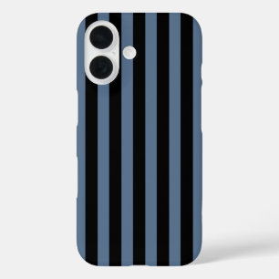 Blue grey and black stripes iPhone 16 case