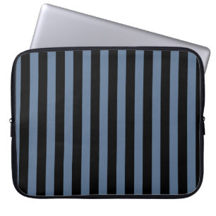 Blue grey and black stripes laptop sleeve