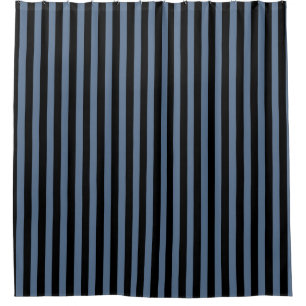 Blue grey and black stripes shower curtain