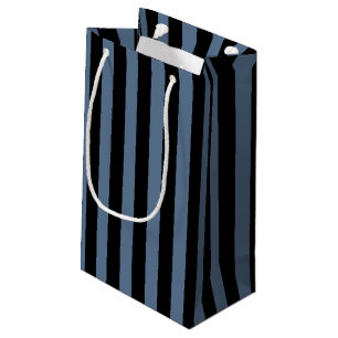 Blue grey and black stripes small gift bag
