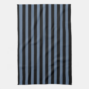 Blue grey and black stripes tea towel