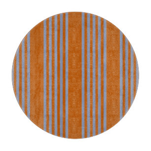 Blue-grey and burnt orange five stripe pattern cutting board