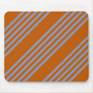 Blue-grey and burnt orange five stripe pattern mouse pad