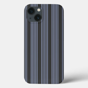Blue-grey and charcoal five stripe pattern iPhone 13 case