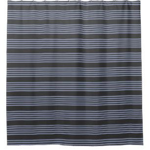 Blue-grey and charcoal five stripe pattern shower curtain