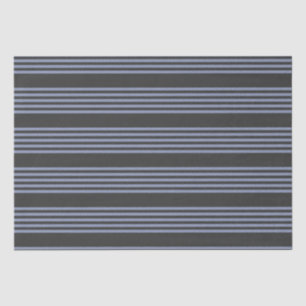Blue-grey and charcoal five stripe pattern tissue paper