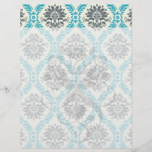 blue grey and cream elegant damask