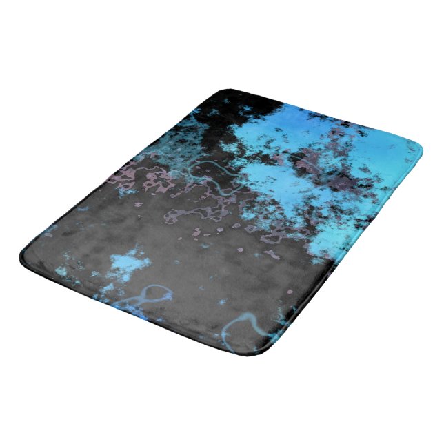 Blue, Grey and Purple Marble Abstract Bath Mat (Angled)