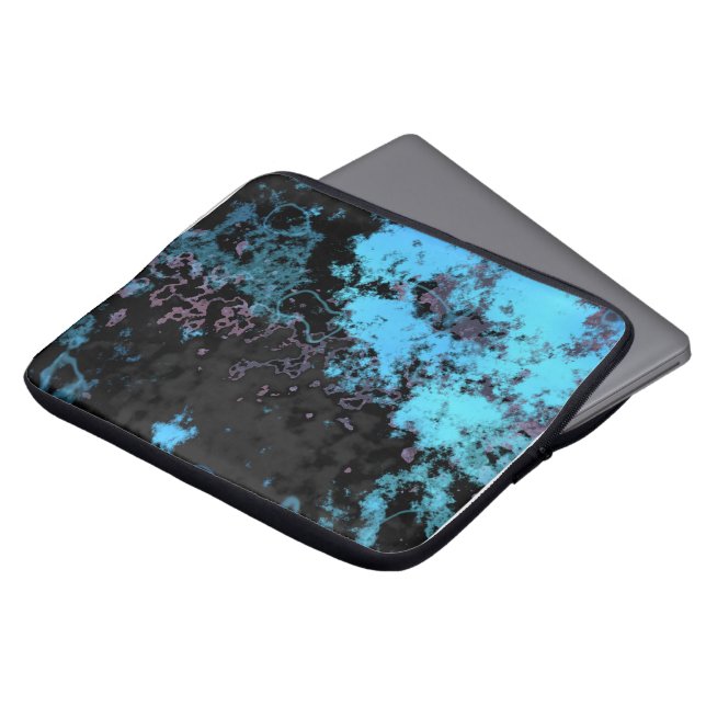 Blue, Grey and Purple Marble Abstract Laptop Sleeve (Front Top)