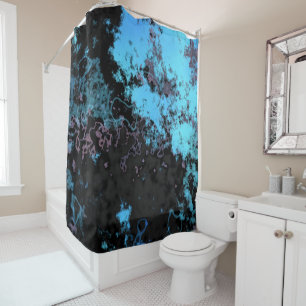 Blue, Grey and Purple Marble Abstract Shower Curtain