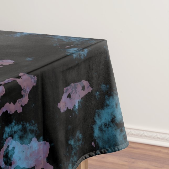 Blue, Grey and Purple Marble Abstract Tablecloth (In Situ)