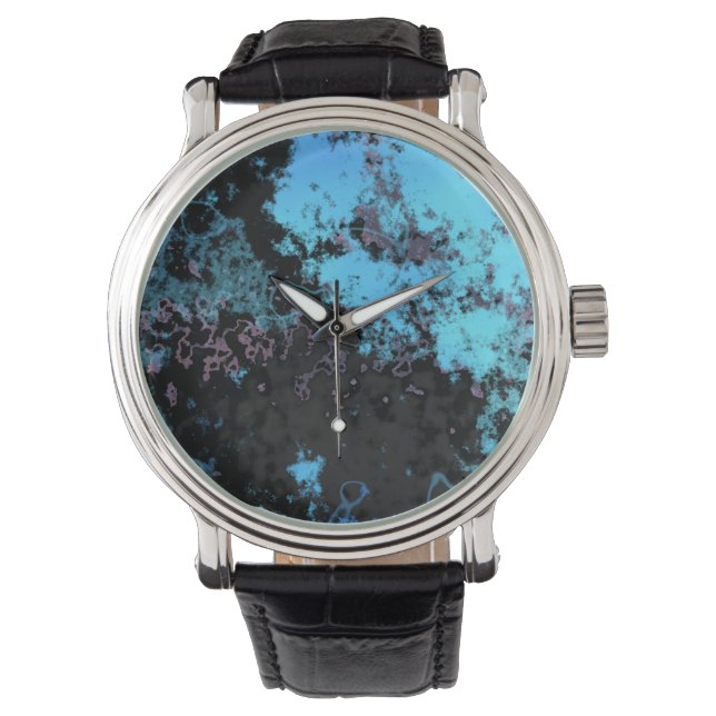 Blue, Grey and Purple Marble Abstract Watch (Front)