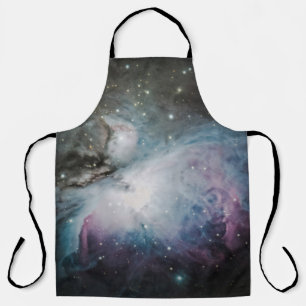 Blue, grey, and purple nebula apron