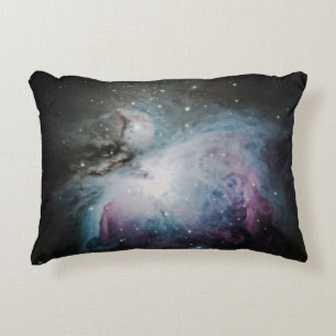 Blue, grey, and purple nebula decorative cushion