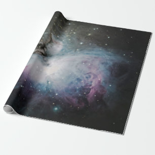 Blue, grey, and purple nebula wrapping paper