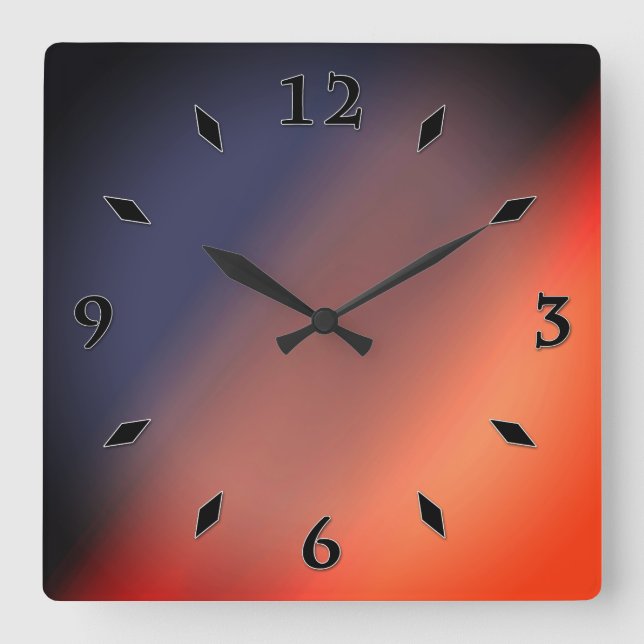 Blue, grey and red gradient. Ombre. Square Wall Clock (Front)