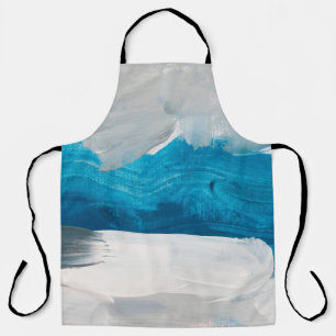 Blue, Grey and White Abstract Art Painting backgro Apron