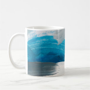Blue, Grey and White Abstract Art Painting backgro Coffee Mug
