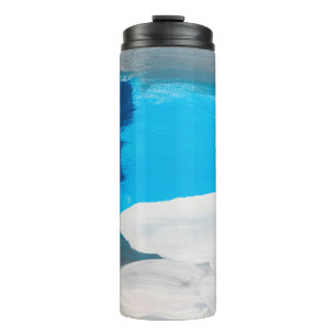 Blue, Grey and White Abstract Art Painting backgro Thermal Tumbler
