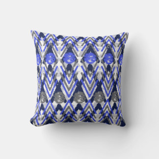 Blue Grey And White Aztec Cushion